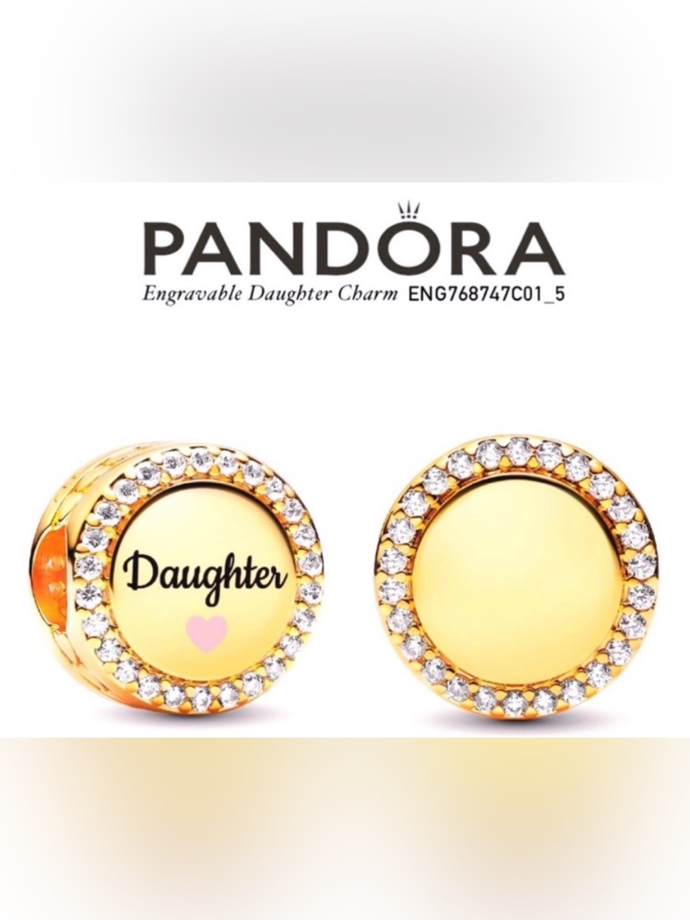 PANDORA Engravable Daughter Charm w/box